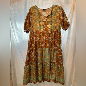 NWT Suzanne Betro dress ruffles tie front size XL